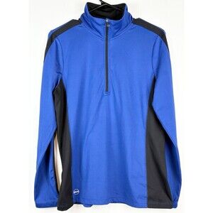 Lauren Ralph Lauren Women's Blue Quarter Zip Pullover Athletic Sweatshirt, Large